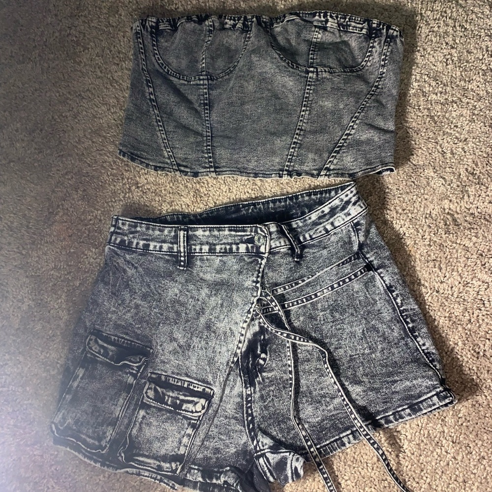 Othr Gray Jean Shorts with Distressed Denim